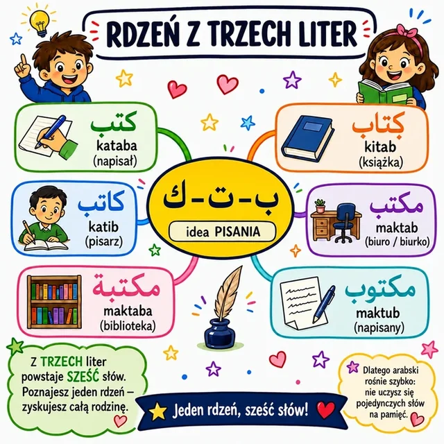 Mapa myśli: Rdzeń z trzech liter ك-ت-ب